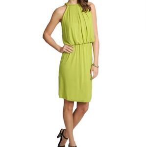 NWT Lennie for Nina Leonard High Neck Sleeveless Blouson Dress  (Citrus) - XL